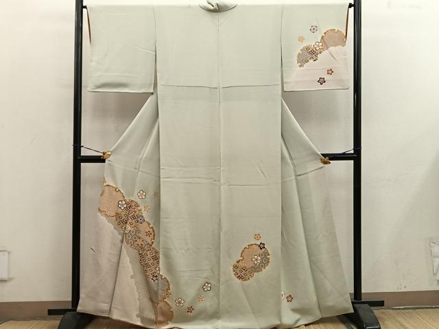平和屋着物●訪問着　雪輪梅花文　暈し染め　金彩　鬼しぼ縮緬　高島屋扱い　正絹　逸品　BAAY1144mz
