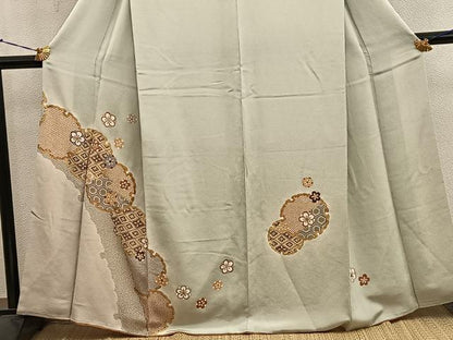 平和屋着物●訪問着　雪輪梅花文　暈し染め　金彩　鬼しぼ縮緬　高島屋扱い　正絹　逸品　BAAY1144mz