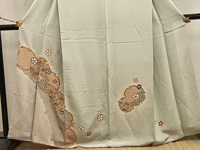平和屋着物●訪問着　雪輪梅花文　暈し染め　金彩　鬼しぼ縮緬　高島屋扱い　正絹　逸品　BAAY1144mz