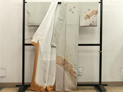 平和屋着物●訪問着　雪輪梅花文　暈し染め　金彩　鬼しぼ縮緬　高島屋扱い　正絹　逸品　BAAY1144mz