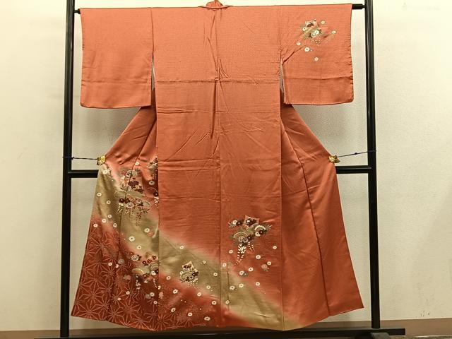 平和屋着物■訪問着　色紙菊花文　暈し染め　金彩　正絹　逸品　BAAY1148mz