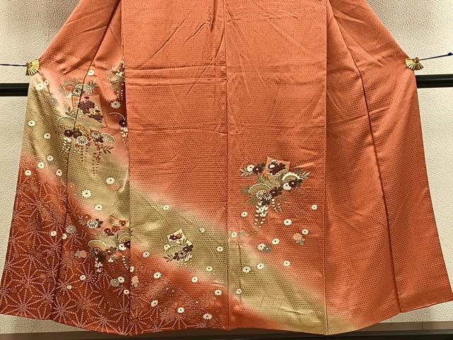 平和屋着物■訪問着　色紙菊花文　暈し染め　金彩　正絹　逸品　BAAY1148mz