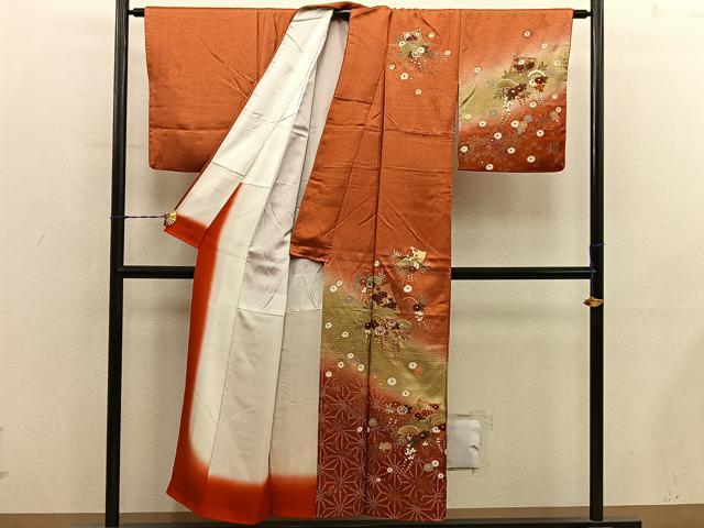 平和屋着物■訪問着　色紙菊花文　暈し染め　金彩　正絹　逸品　BAAY1148mz