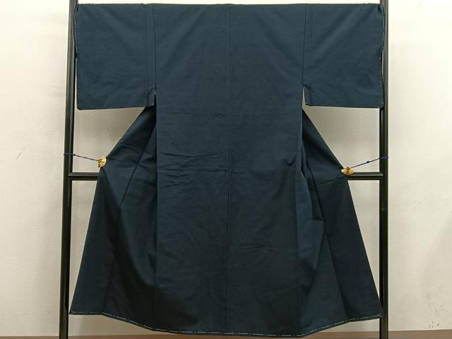 平和屋着物●男性　紬地　黒緑色　正絹　逸品　未使用　BAAY1149mz