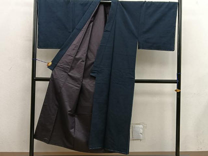 平和屋着物●男性　紬地　黒緑色　正絹　逸品　未使用　BAAY1149mz