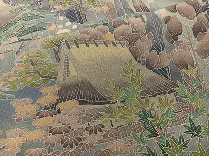平和屋着物■豪華黒留袖　友禅　作家物　風景花文　暈し染め　正絹　逸品　BAAY1160mz