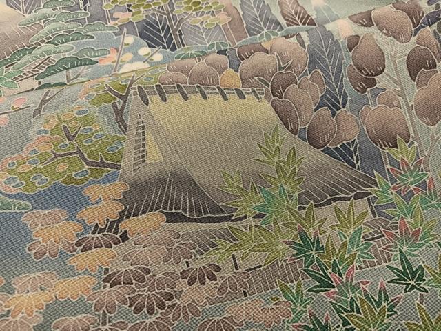 平和屋着物■豪華黒留袖　友禅　作家物　風景花文　暈し染め　正絹　逸品　BAAY1160mz