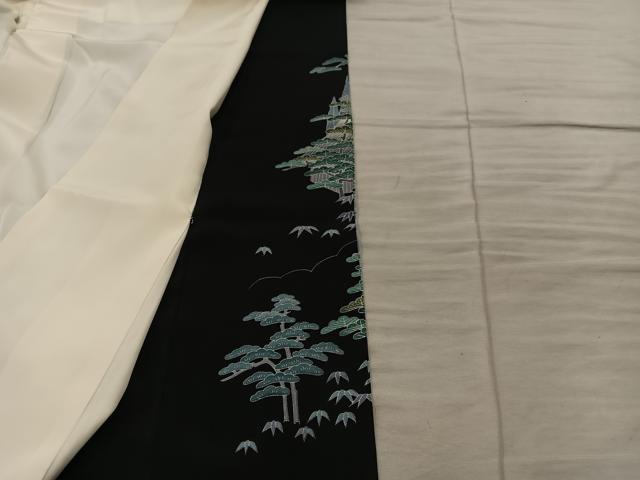 平和屋着物■豪華黒留袖　友禅　作家物　風景花文　暈し染め　正絹　逸品　BAAY1160mz