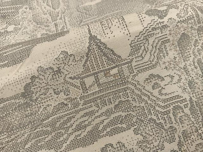 平和屋着物●本場大島紬　白大島　9マルキ　流水風景花文　正絹　逸品　BAAY1168mz