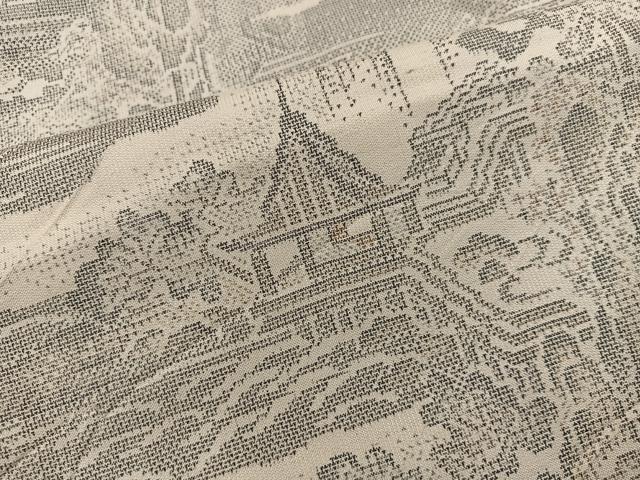 平和屋着物●本場大島紬　白大島　9マルキ　流水風景花文　正絹　逸品　BAAY1168mz