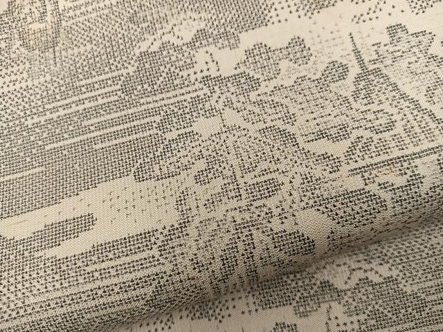 平和屋着物●本場大島紬　白大島　9マルキ　流水風景花文　正絹　逸品　BAAY1168mz