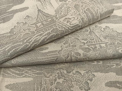 平和屋着物●本場大島紬　白大島　9マルキ　流水風景花文　正絹　逸品　BAAY1168mz