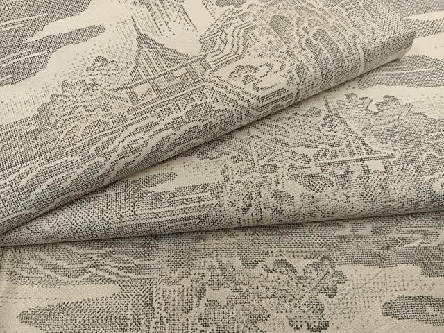 平和屋着物●本場大島紬　白大島　9マルキ　流水風景花文　正絹　逸品　BAAY1168mz