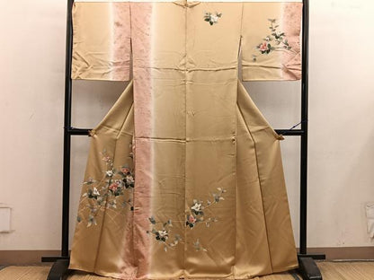 平和屋着物●訪問着　枝椿文　暈し染め　金彩　正絹　逸品　BAAY1169mz