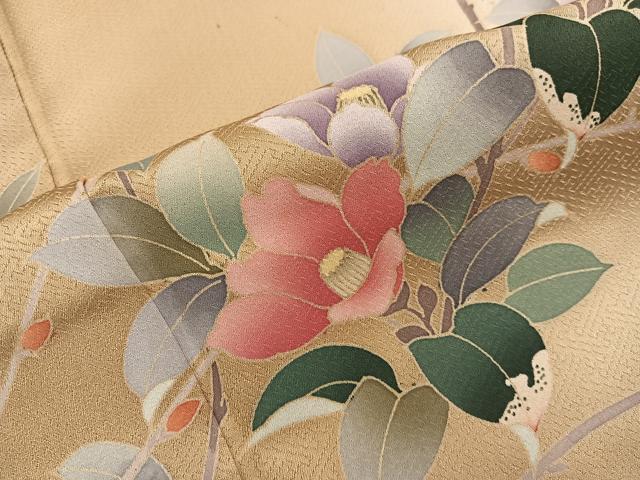 平和屋着物●訪問着　枝椿文　暈し染め　金彩　正絹　逸品　BAAY1169mz