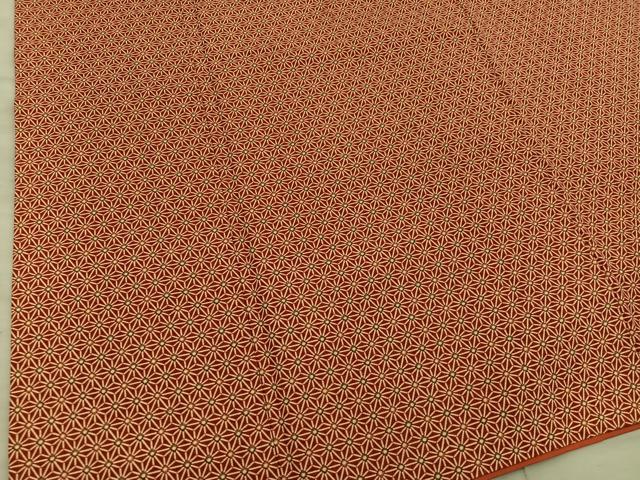 平和屋着物■上質な小紋　麻の葉文様　お召縮緬　正絹　逸品　BAAY1177mz