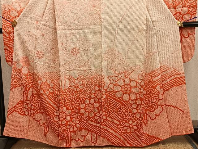 平和屋着物▼豪華振袖　総絞り　菊花文　正絹　逸品　BAAY1183mz