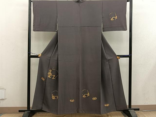 平和屋着物●訪問着　竹屋町刺繍　草花文　金糸　正絹　逸品　BAAY1189mz