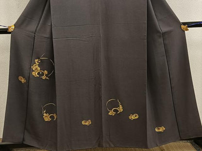 平和屋着物●訪問着　竹屋町刺繍　草花文　金糸　正絹　逸品　BAAY1189mz