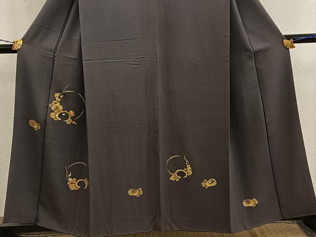 平和屋着物●訪問着　竹屋町刺繍　草花文　金糸　正絹　逸品　BAAY1189mz