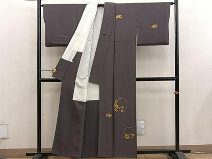 平和屋着物●訪問着　竹屋町刺繍　草花文　金糸　正絹　逸品　BAAY1189mz