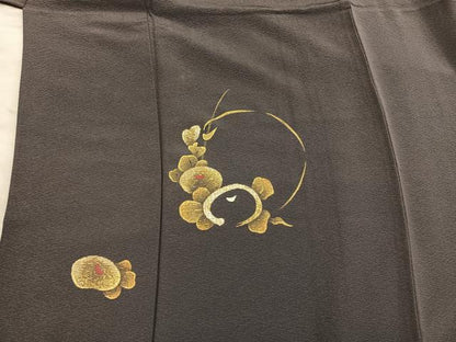 平和屋着物●訪問着　竹屋町刺繍　草花文　金糸　正絹　逸品　BAAY1189mz