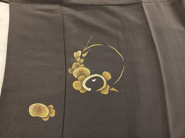 平和屋着物●訪問着　竹屋町刺繍　草花文　金糸　正絹　逸品　BAAY1189mz