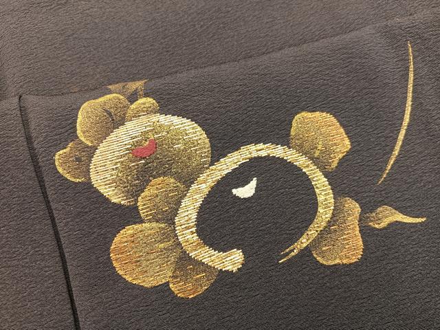 平和屋着物●訪問着　竹屋町刺繍　草花文　金糸　正絹　逸品　BAAY1189mz