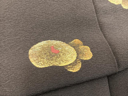 平和屋着物●訪問着　竹屋町刺繍　草花文　金糸　正絹　逸品　BAAY1189mz