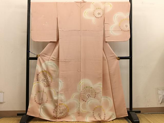 平和屋着物●訪問着　刺繍　梅花文　暈し染め　金彩　正絹　逸品　BAAY1192mz