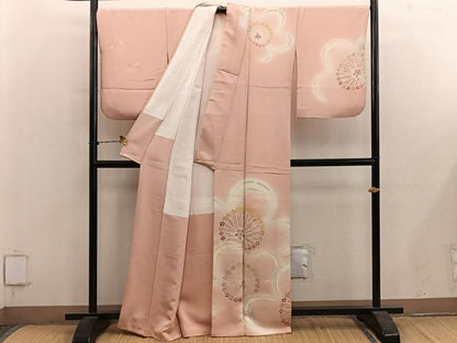 平和屋着物●訪問着　刺繍　梅花文　暈し染め　金彩　正絹　逸品　BAAY1192mz