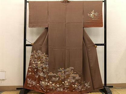平和屋着物●訪問着　風景花文　暈し染め　金彩　正絹　逸品　BAAY1202mz