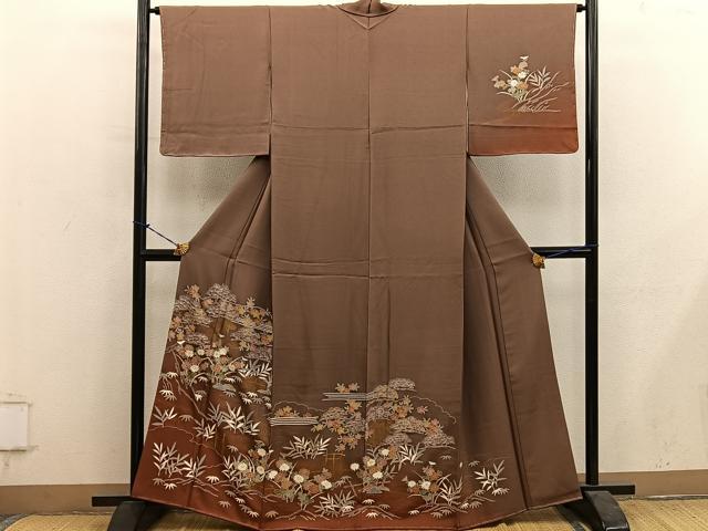 平和屋着物●訪問着　風景花文　暈し染め　金彩　正絹　逸品　BAAY1202mz