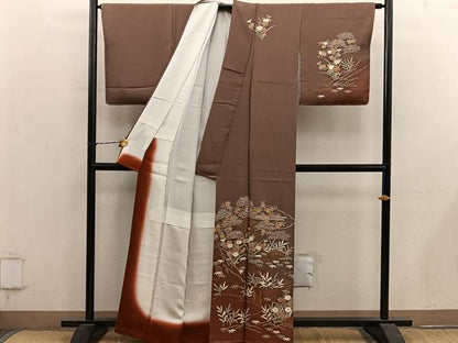平和屋着物●訪問着　風景花文　暈し染め　金彩　正絹　逸品　BAAY1202mz