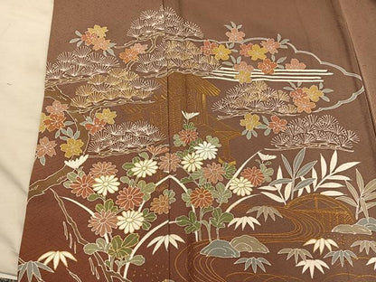 平和屋着物●訪問着　風景花文　暈し染め　金彩　正絹　逸品　BAAY1202mz