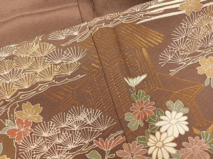 平和屋着物●訪問着　風景花文　暈し染め　金彩　正絹　逸品　BAAY1202mz