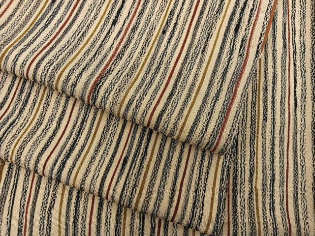 平和屋着物●上質な小紋　縞　鬼しぼ縮緬　正絹　逸品　BAAY1207mz