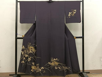 平和屋着物●訪問着　刺繍　短冊地紙飛鶴花文　暈し染め　金彩　正絹　逸品　BAAY1209mz