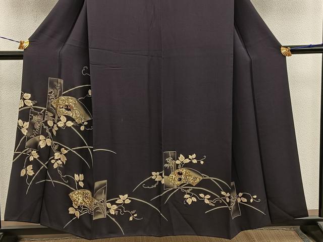 平和屋着物●訪問着　刺繍　短冊地紙飛鶴花文　暈し染め　金彩　正絹　逸品　BAAY1209mz