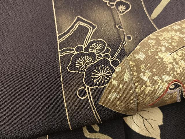 平和屋着物●訪問着　刺繍　短冊地紙飛鶴花文　暈し染め　金彩　正絹　逸品　BAAY1209mz