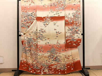 平和屋着物■豪華振袖　風景花文　暈し染め　金彩　正絹　逸品　BAAY1210mz