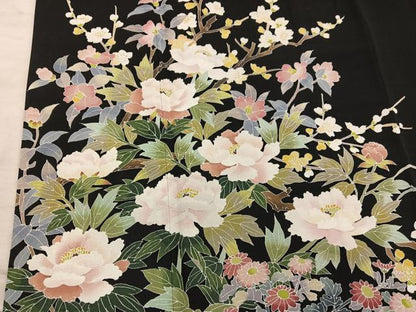 平和屋着物●豪華黒留袖　友禅　枝花文　鈴乃屋扱い　正絹　逸品　BAAY1227mz