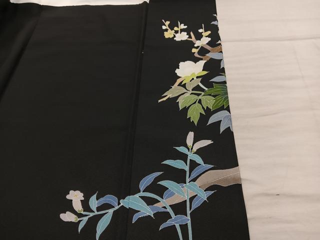 平和屋着物●豪華黒留袖　友禅　枝花文　鈴乃屋扱い　正絹　逸品　BAAY1227mz