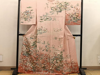平和屋着物●訪問着　風景花文　暈し染め　金彩　正絹　逸品　BAAY1231mz