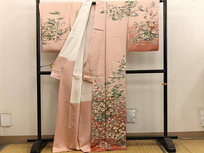 平和屋着物●訪問着　風景花文　暈し染め　金彩　正絹　逸品　BAAY1231mz