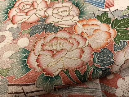 平和屋着物●訪問着　風景花文　暈し染め　金彩　正絹　逸品　BAAY1231mz