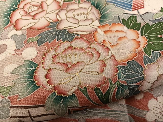 平和屋着物●訪問着　風景花文　暈し染め　金彩　正絹　逸品　BAAY1231mz