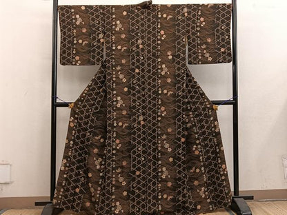 平和屋着物■上質な小紋　舞蝶花文　正絹　逸品　BAAY1237mz