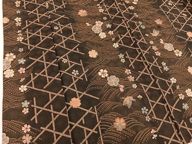 平和屋着物■上質な小紋　舞蝶花文　正絹　逸品　BAAY1237mz