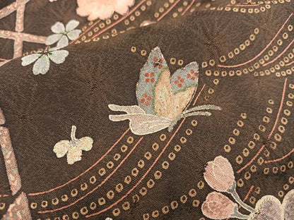 平和屋着物■上質な小紋　舞蝶花文　正絹　逸品　BAAY1237mz